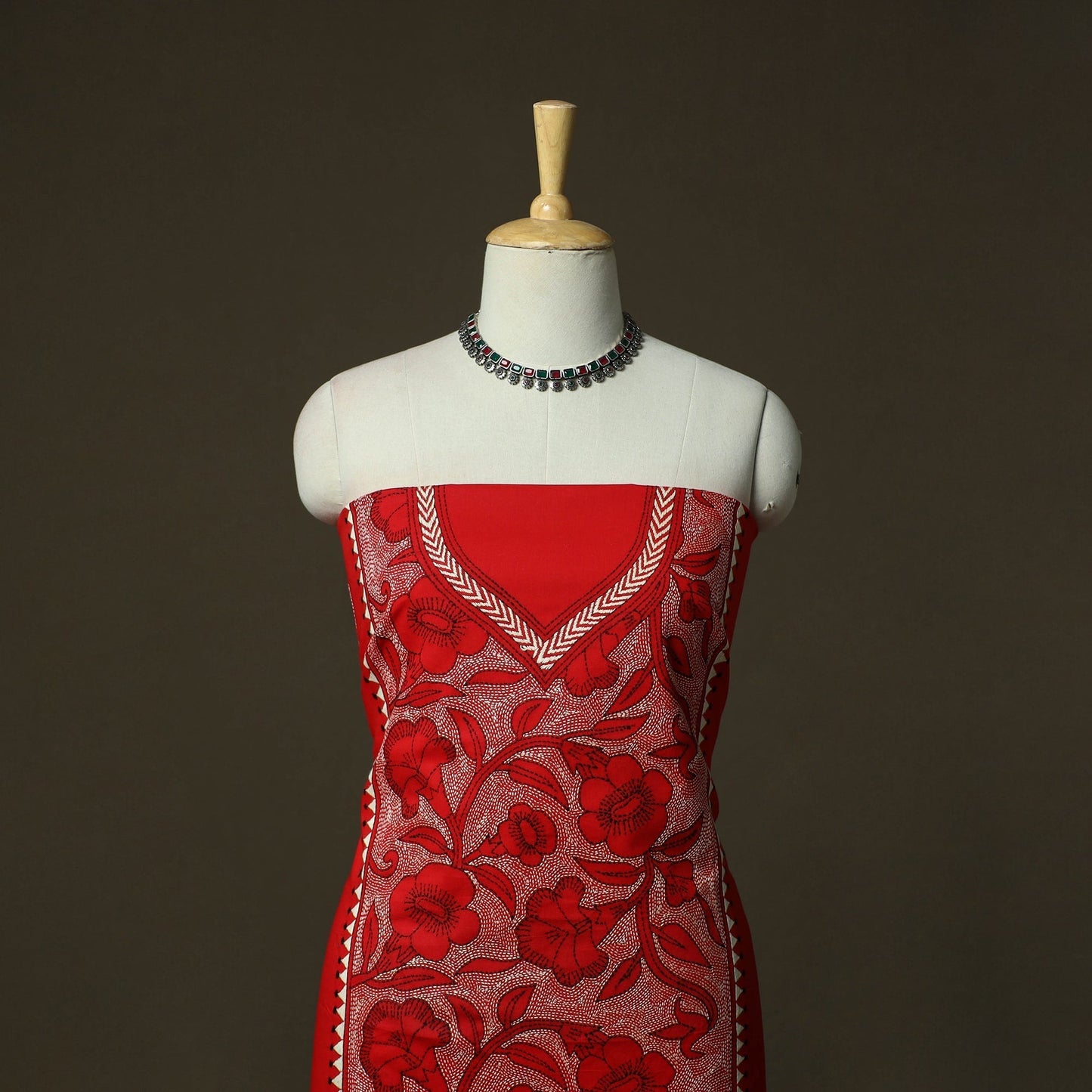 Bengal kantha hand embroidered cotton unstitched kurta