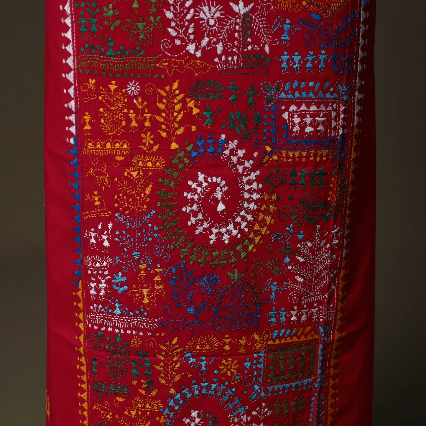 Bengal kantha hand embroidered cotton unstitched kurta