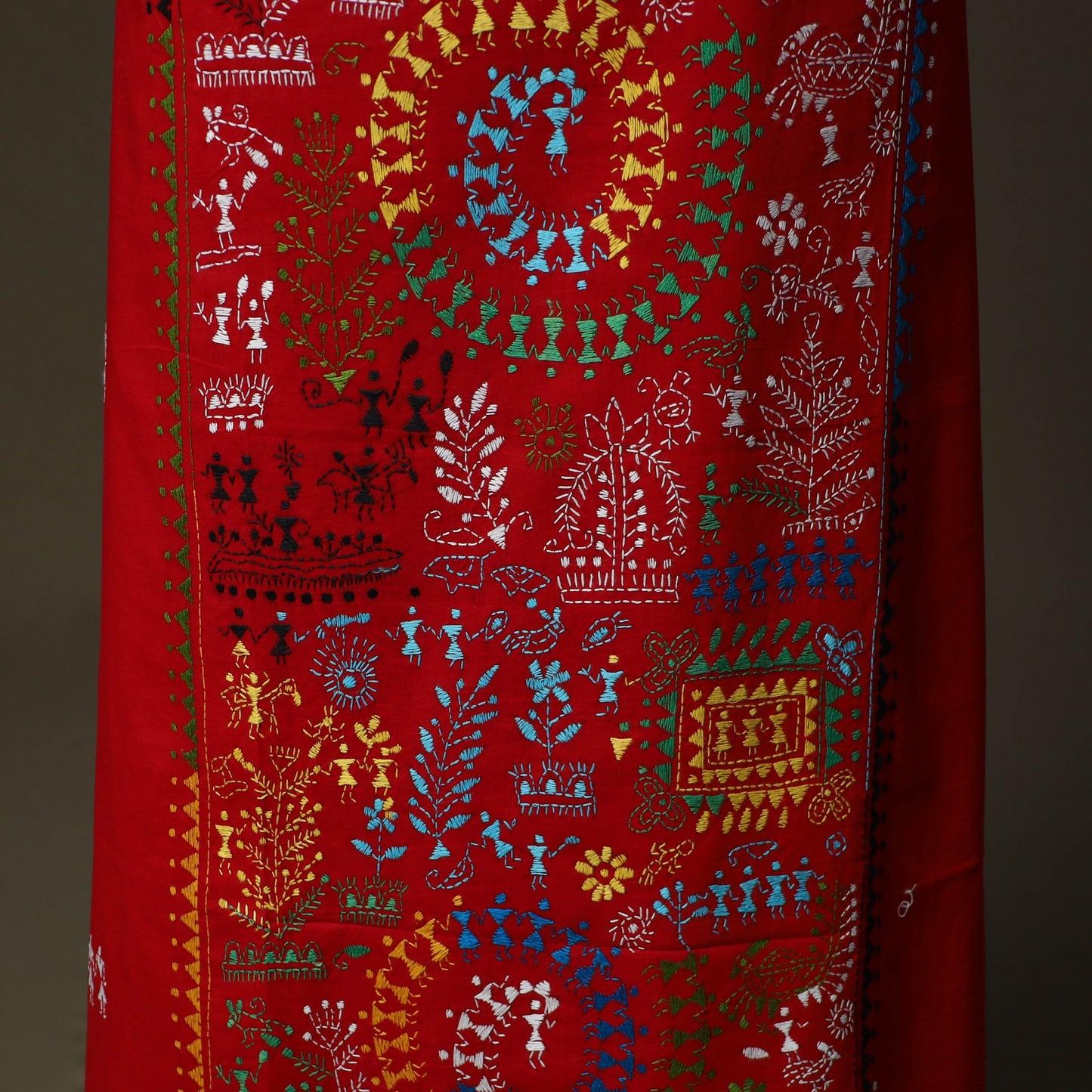 Bengal kantha hand embroidered cotton unstitched kurta
