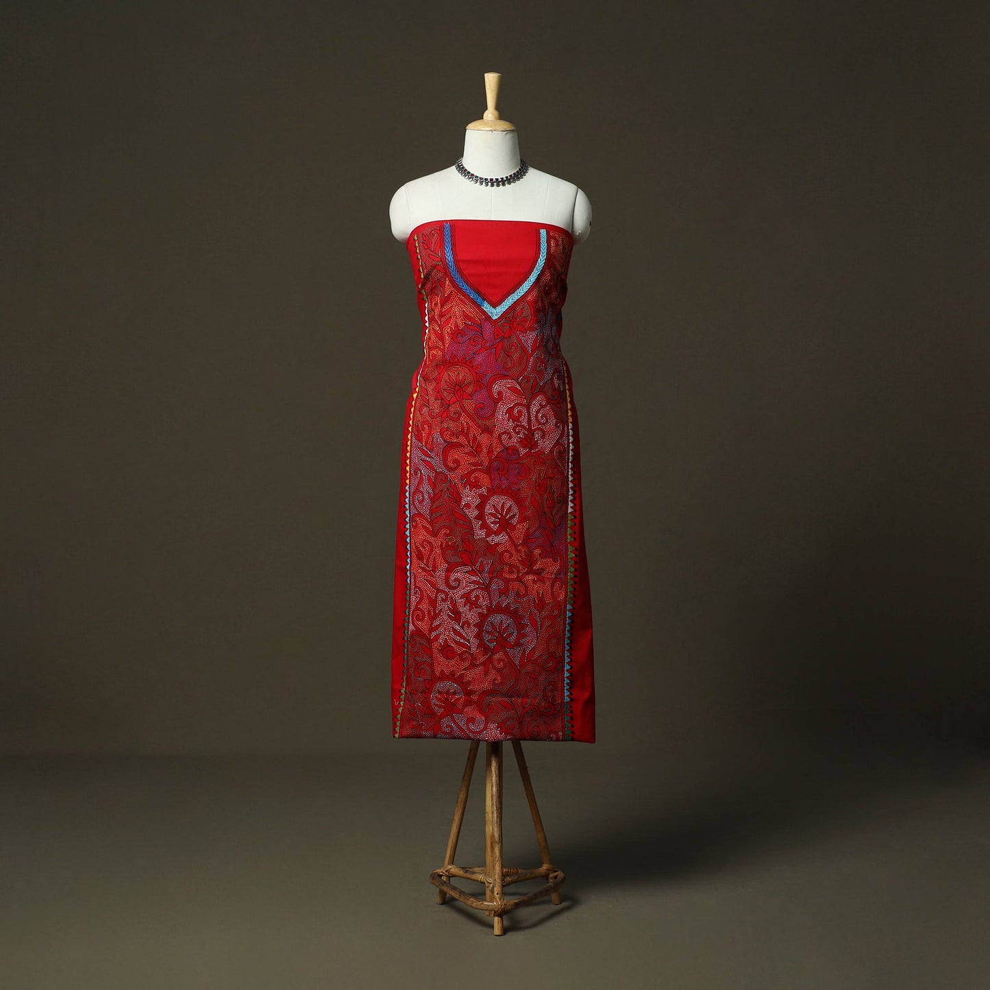 Bengal kantha hand embroidered cotton unstitched kurta