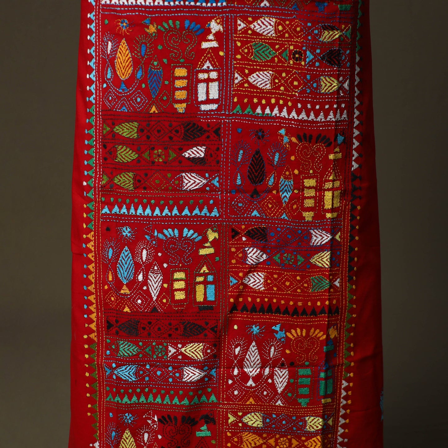 Bengal kantha hand embroidered cotton unstitched kurta