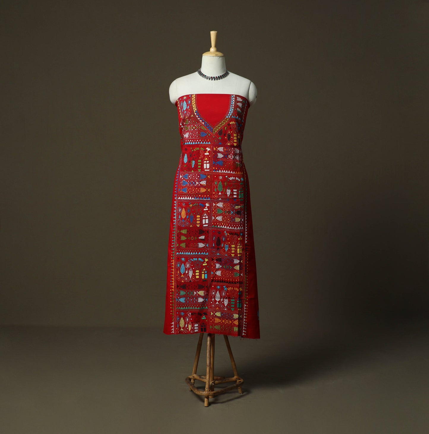 Bengal kantha hand embroidered cotton unstitched kurta