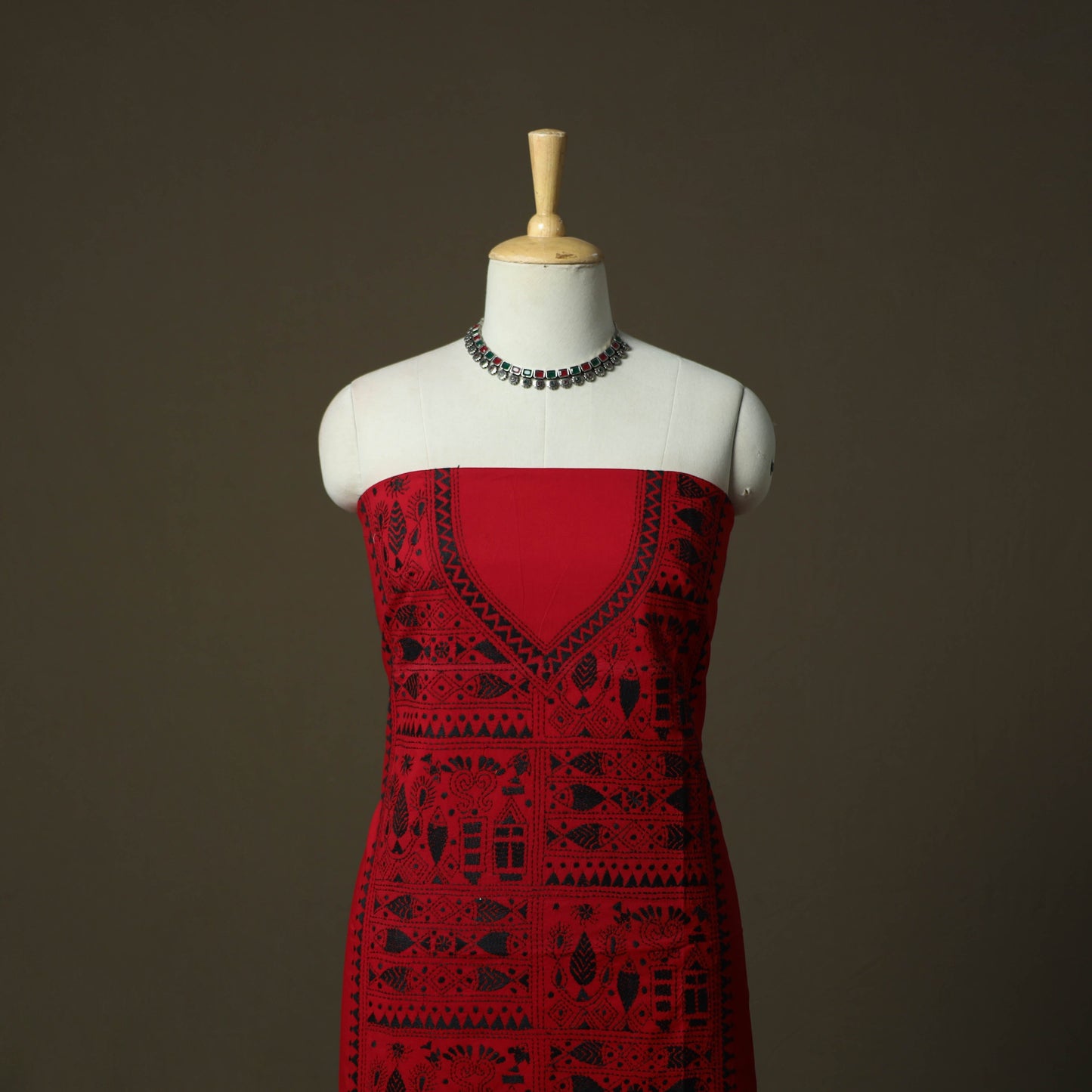 Bengal kantha hand embroidered cotton unstitched kurta