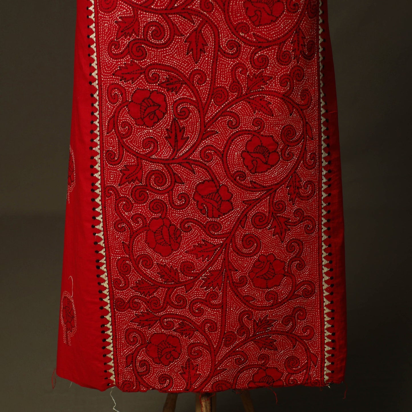 Bengal kantha hand embroidered cotton unstitched kurta