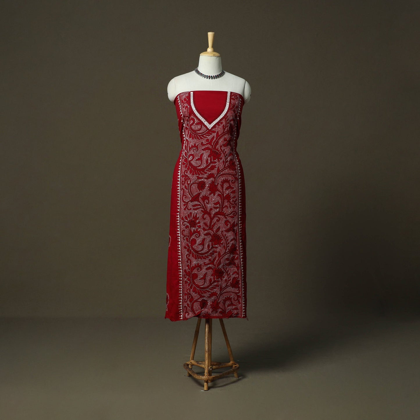 Bengal kantha hand embroidered cotton unstitched kurta