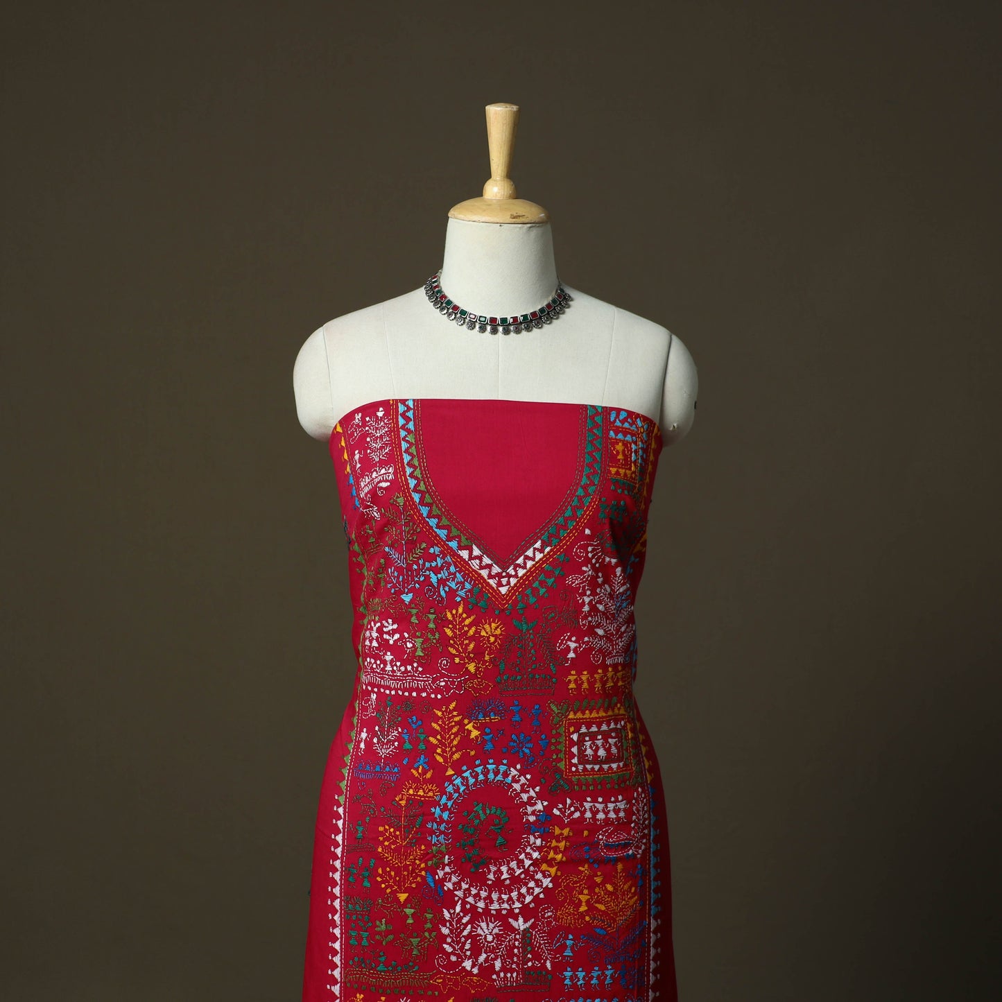 Bengal kantha hand embroidered cotton unstitched kurta