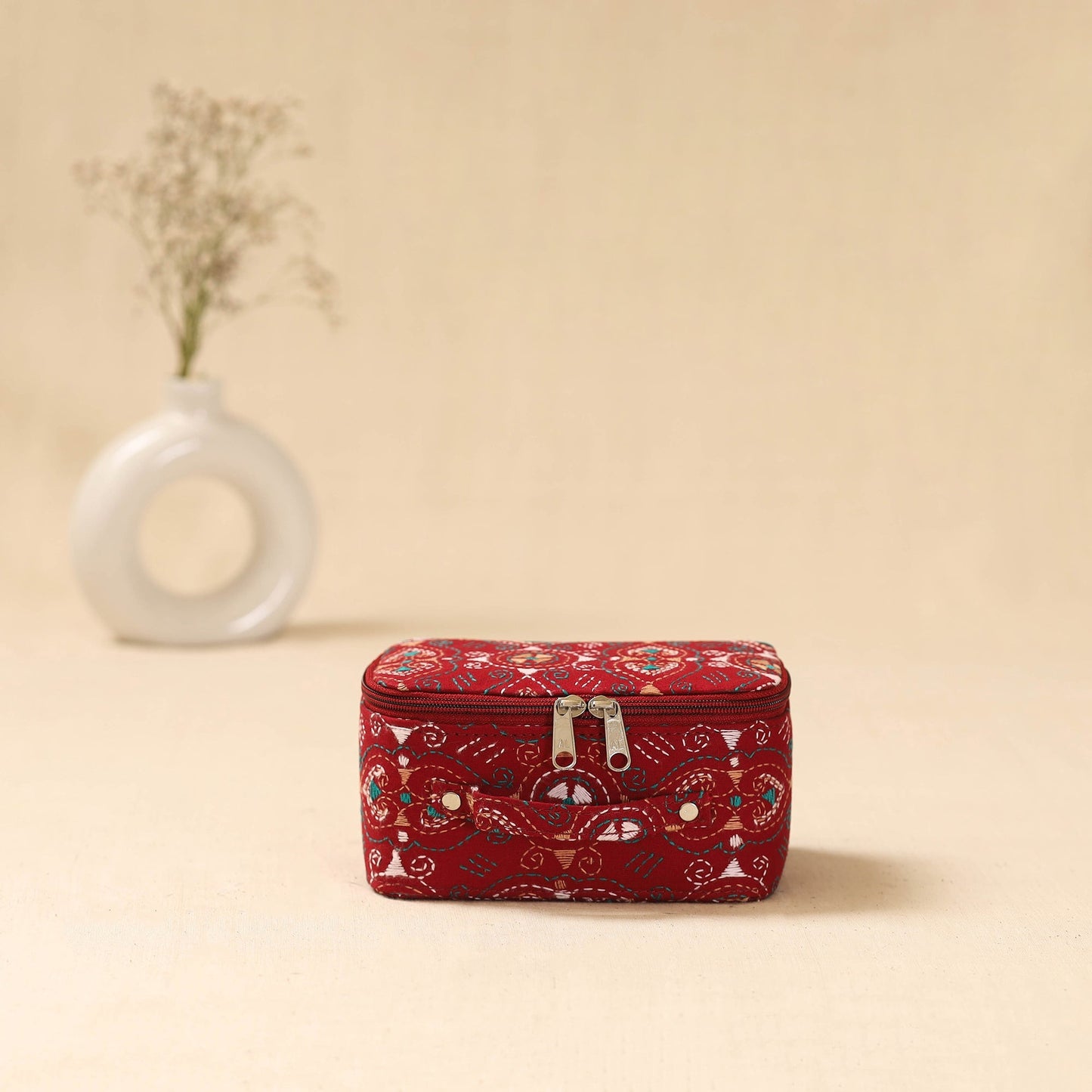 Bengal kantha work handcrafted jewellery box with mirror 10