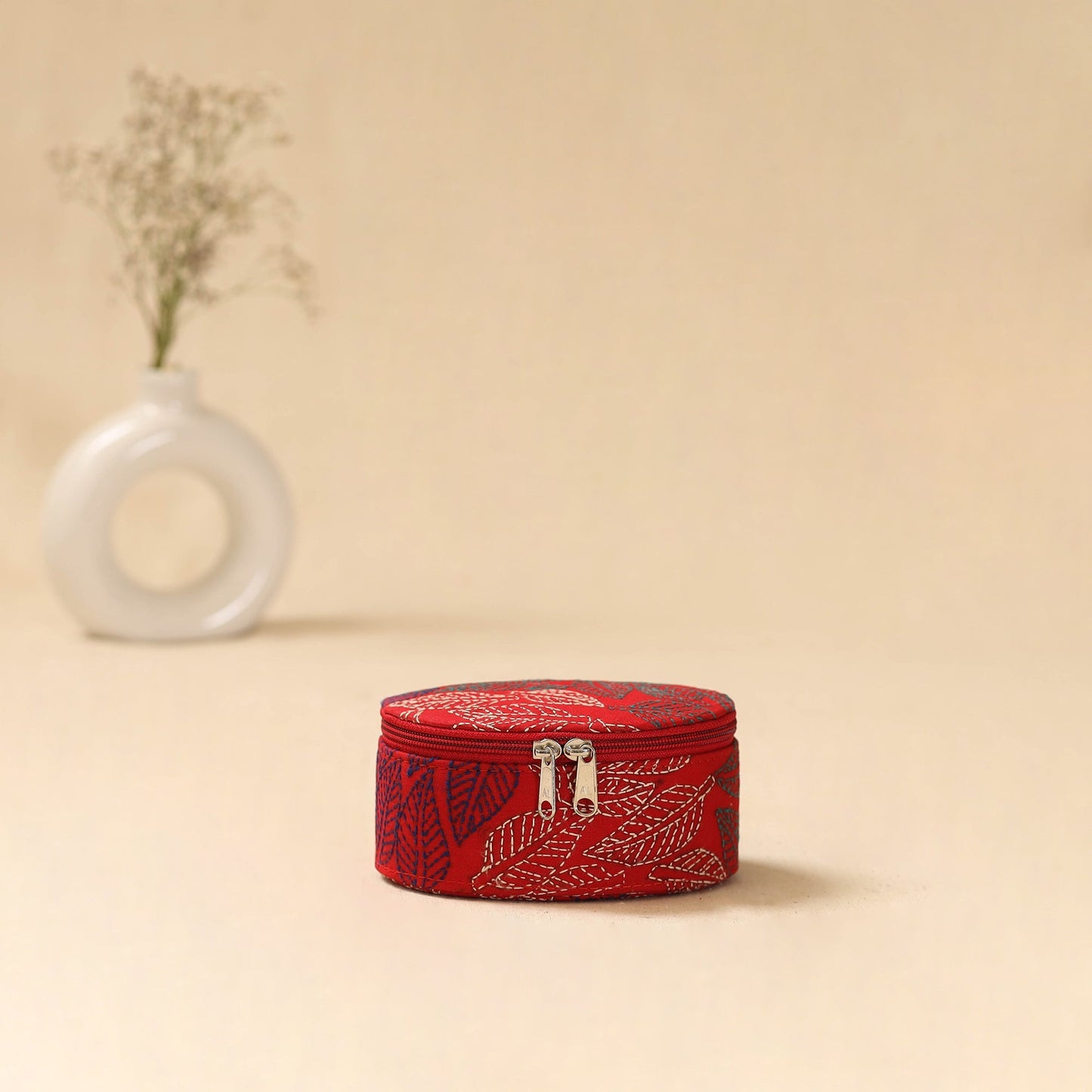 Bengal kantha work handcrafted oval jewellery box