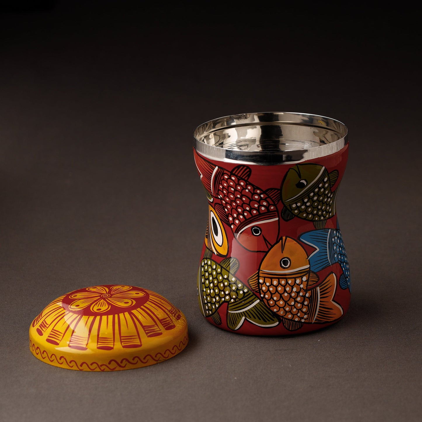 Bengal Patua Handpainted Stainless Steel Multi Utility Canister