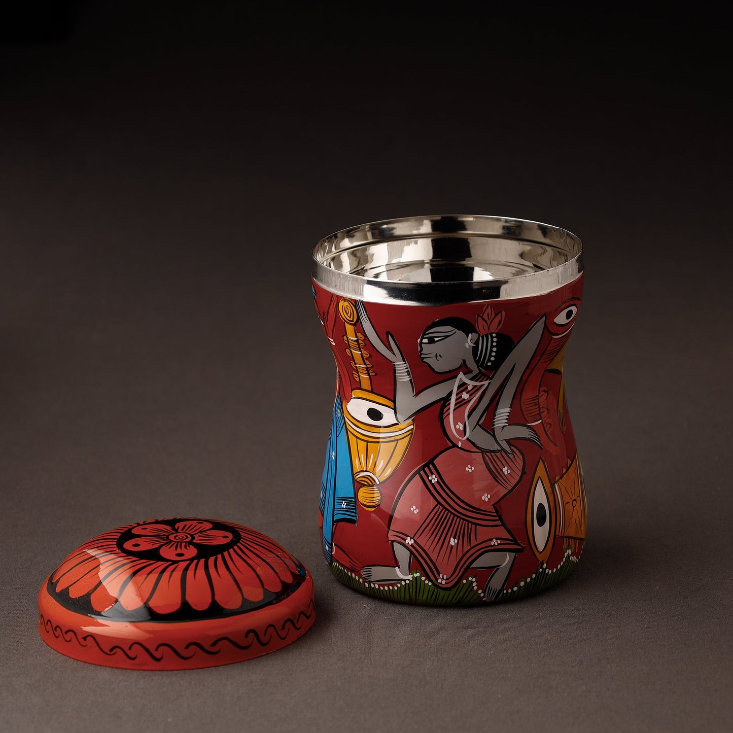 Bengal Patua Handpainted Stainless Steel Multi Utility Canister