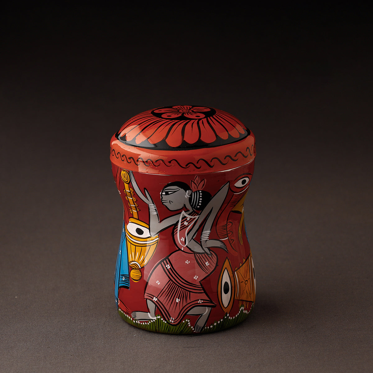 Bengal Patua Handpainted Stainless Steel Multi Utility Canister
