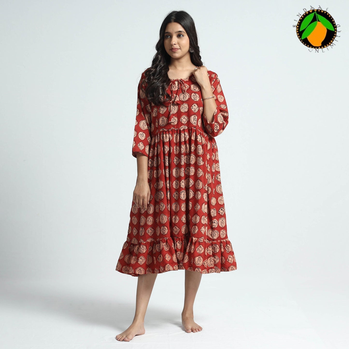 Bindaas Art Block Printed Cotton Dress l iTokri.com