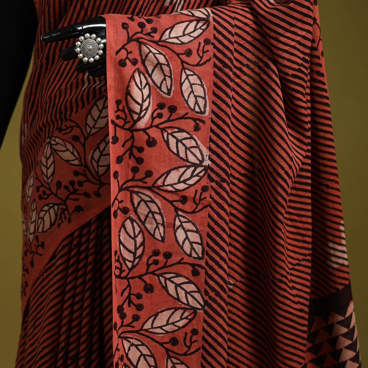 Red - bindaas art natural dyed cotton saree 01 - handcrafted