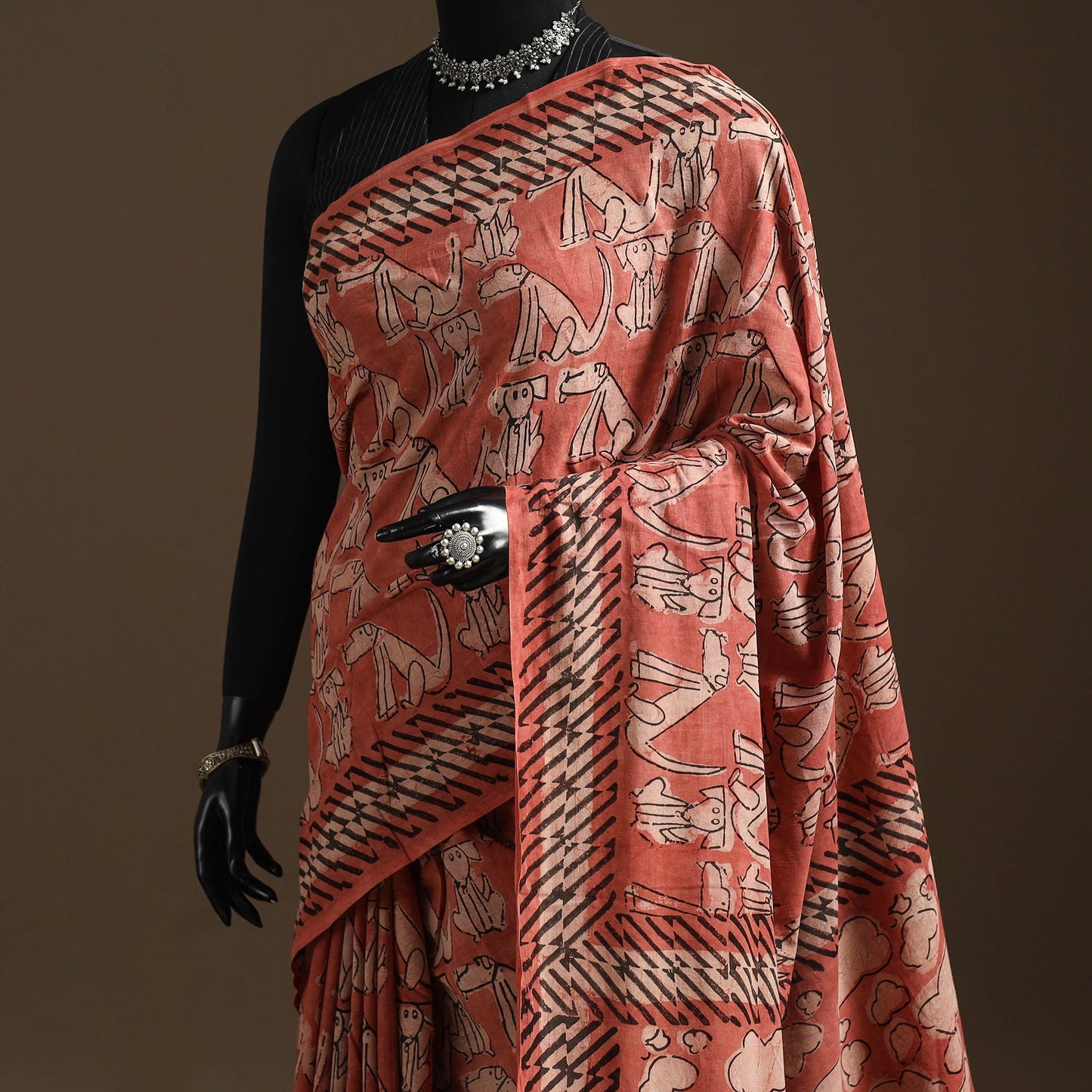 Red - bindaas art natural dyed cotton saree 16 - handcrafted