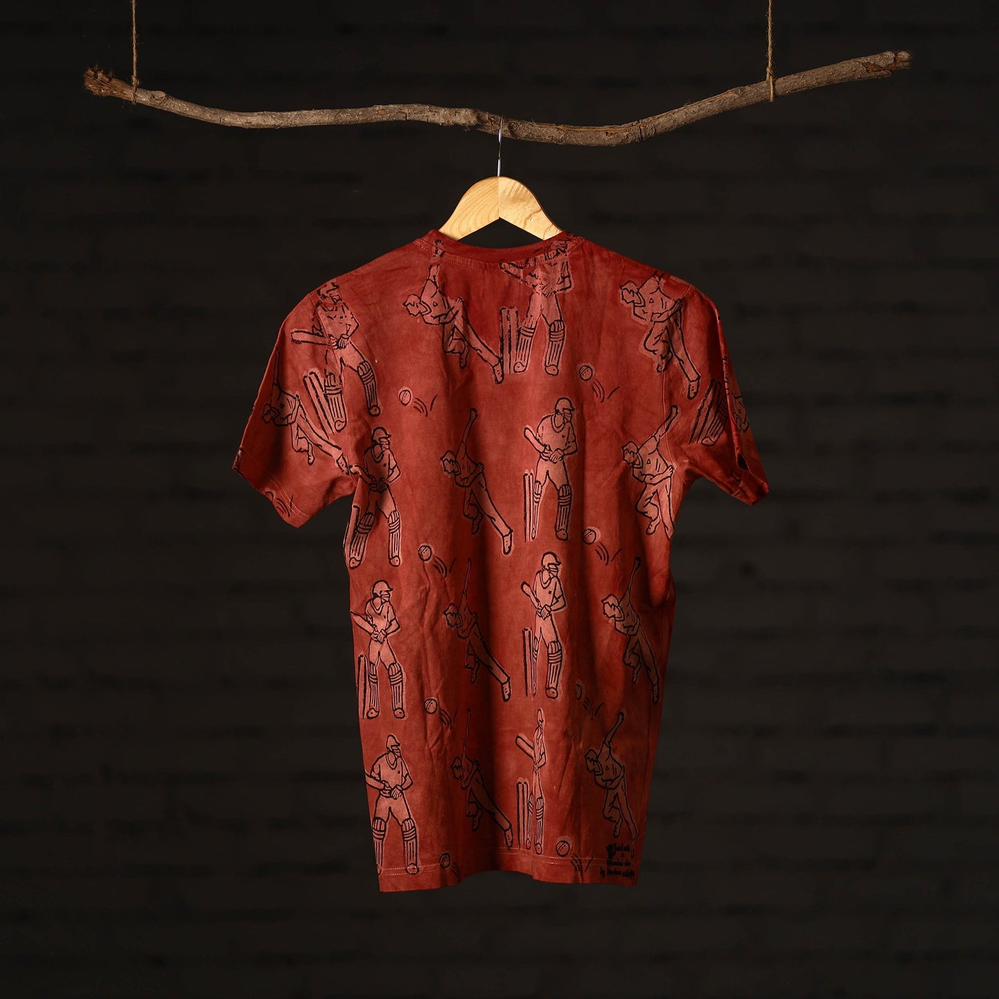 Bindaas Block Art Prints Natural Dyed Cotton Round Neck T-shirt
