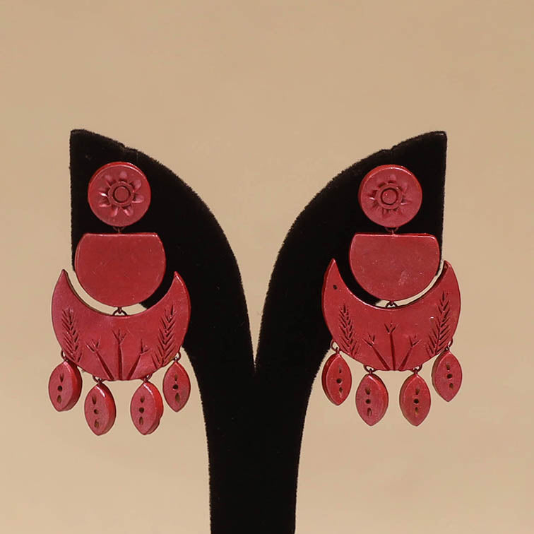 Bishnupur handpainted terracotta earrings 139 - handcrafted