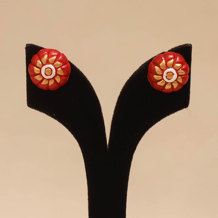 Bishnupur handpainted terracotta stud earrings 41
