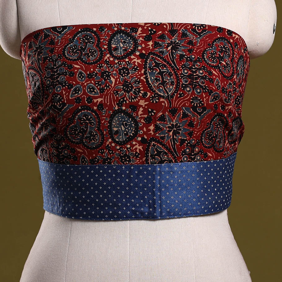 Block print cotton ajrakh blouse piece 03 - handcrafted