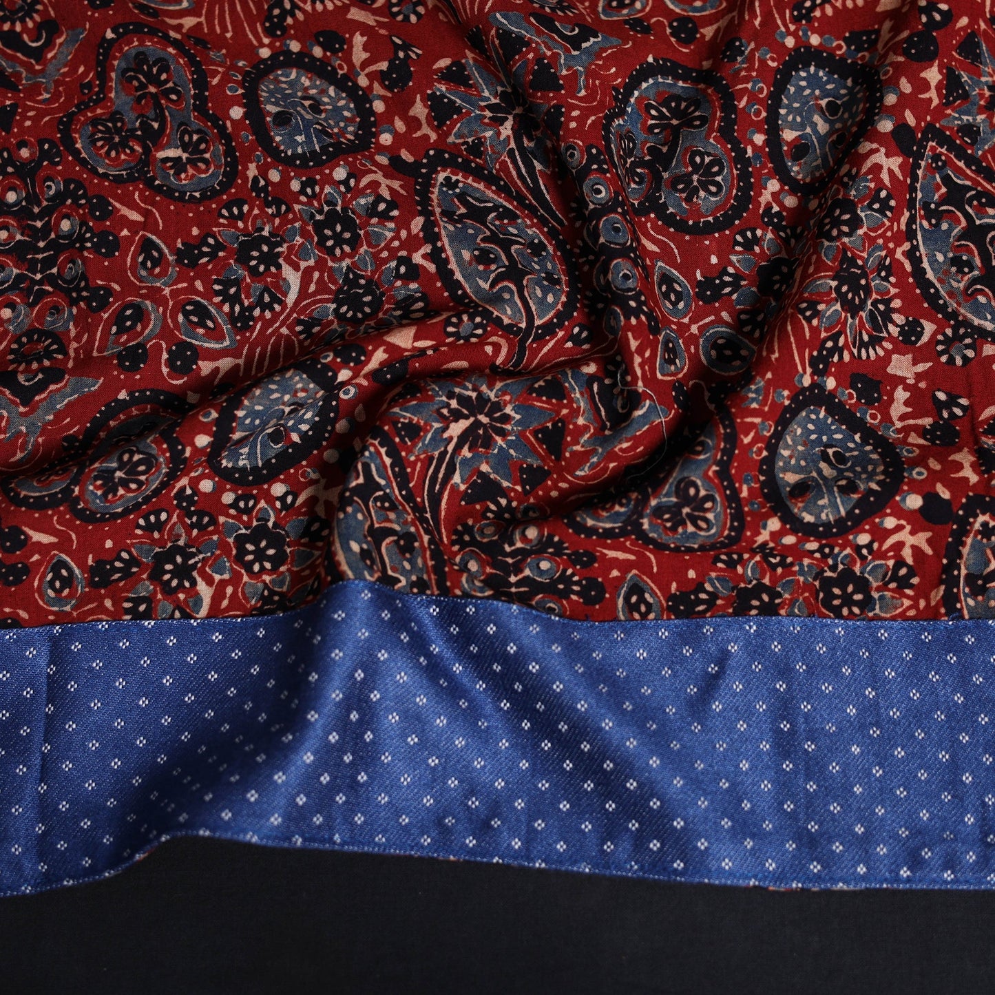Block print cotton ajrakh blouse piece 03 - handcrafted