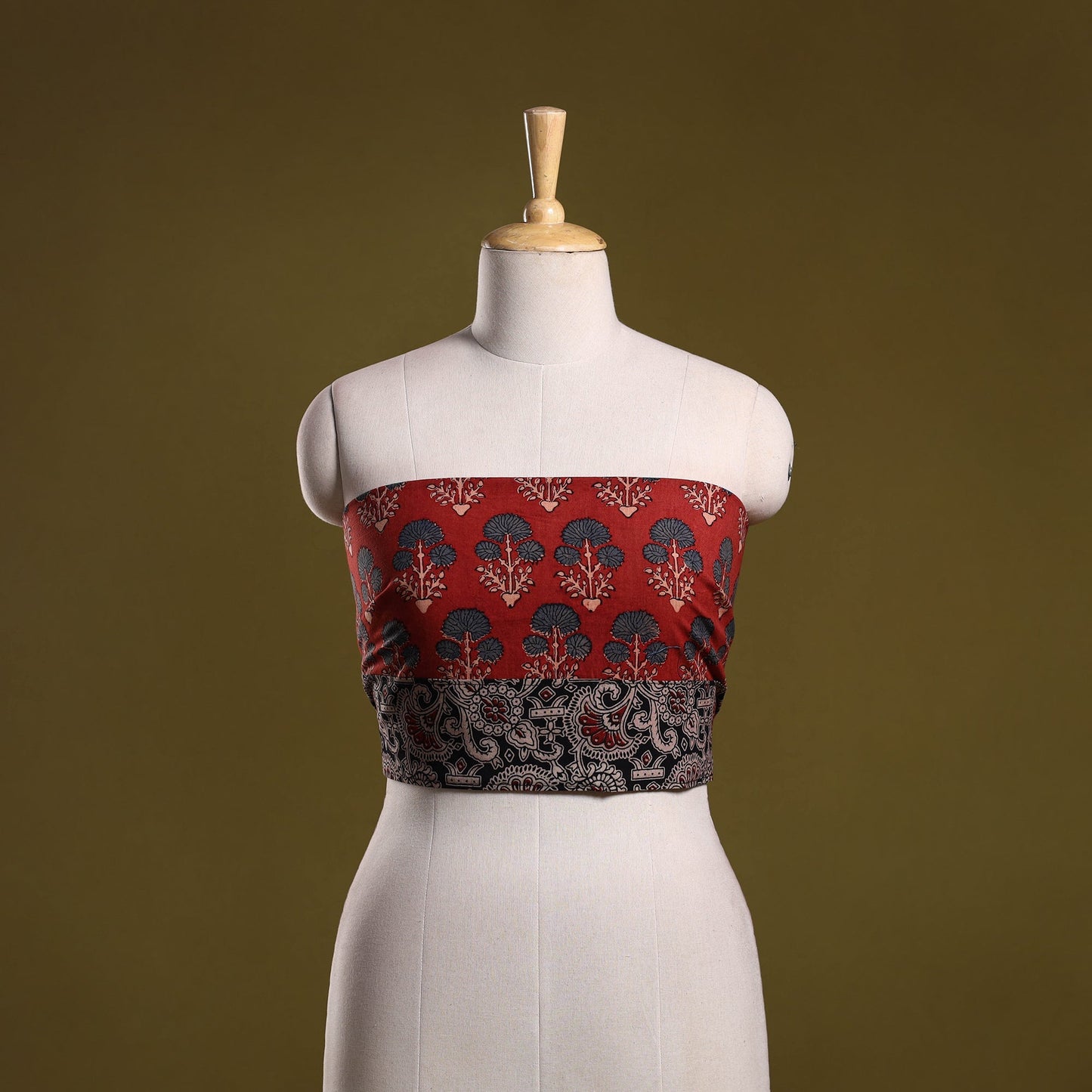 Block print cotton ajrakh blouse piece 21 - handcrafted
