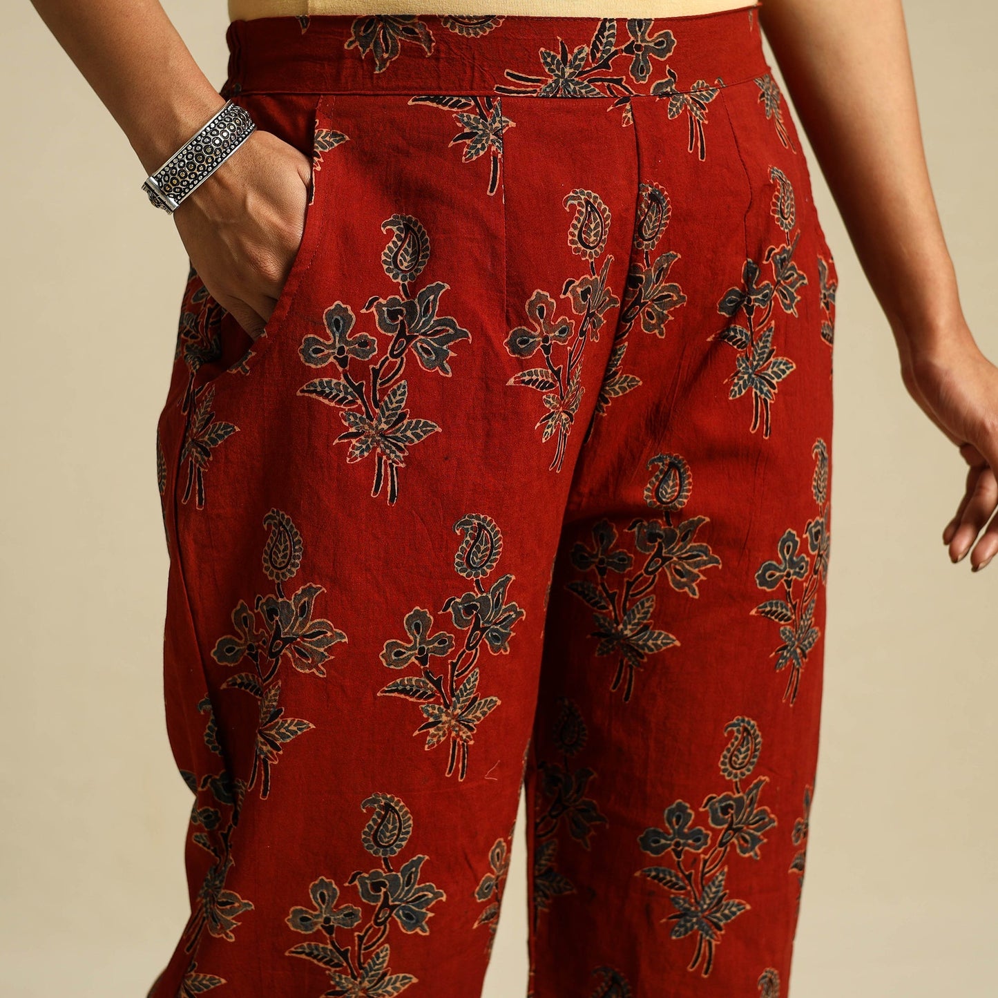 Buy Block Print Cotton Ajrakh Palazzo