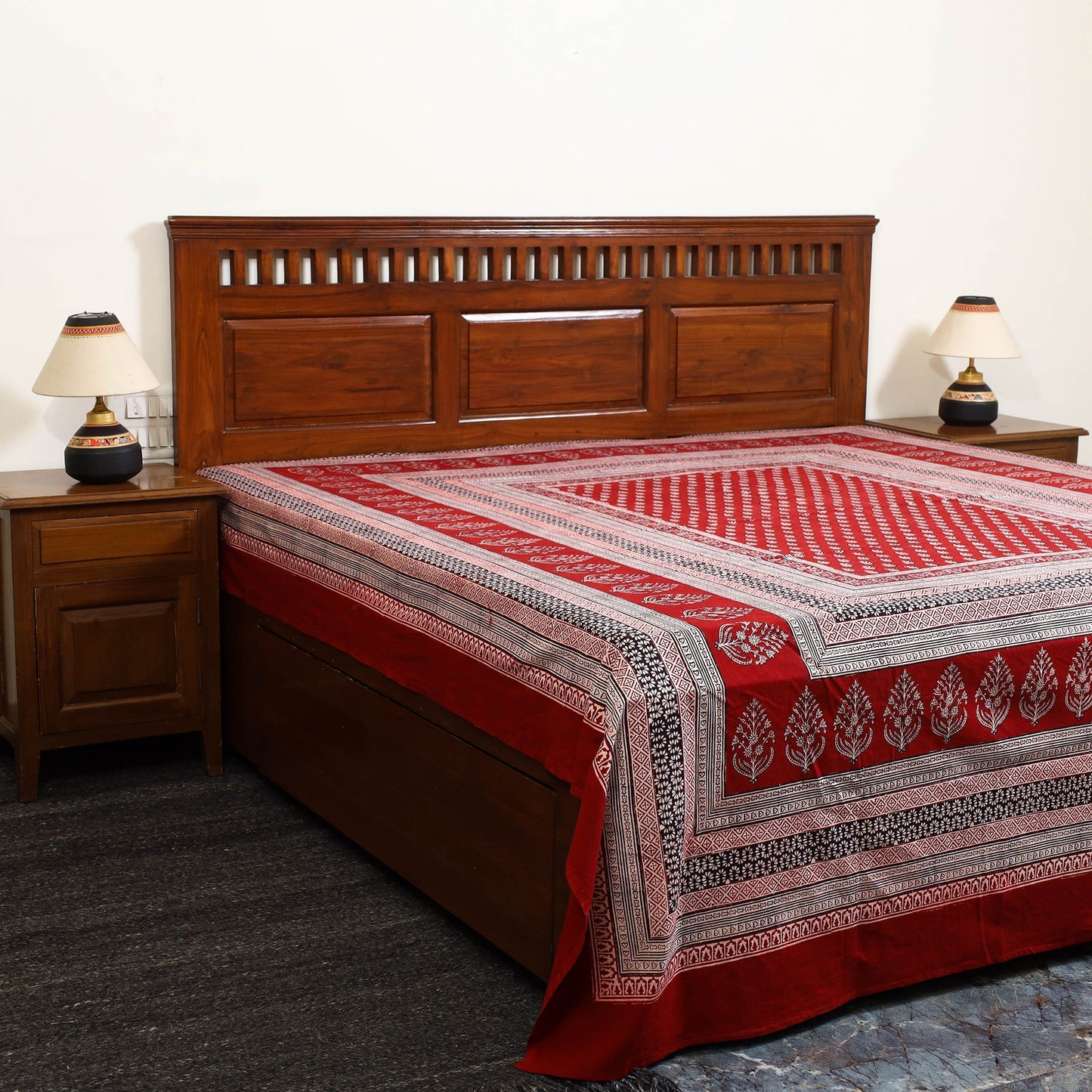 Red - cotton bagh double bed sheet (108 x 90 in) 07