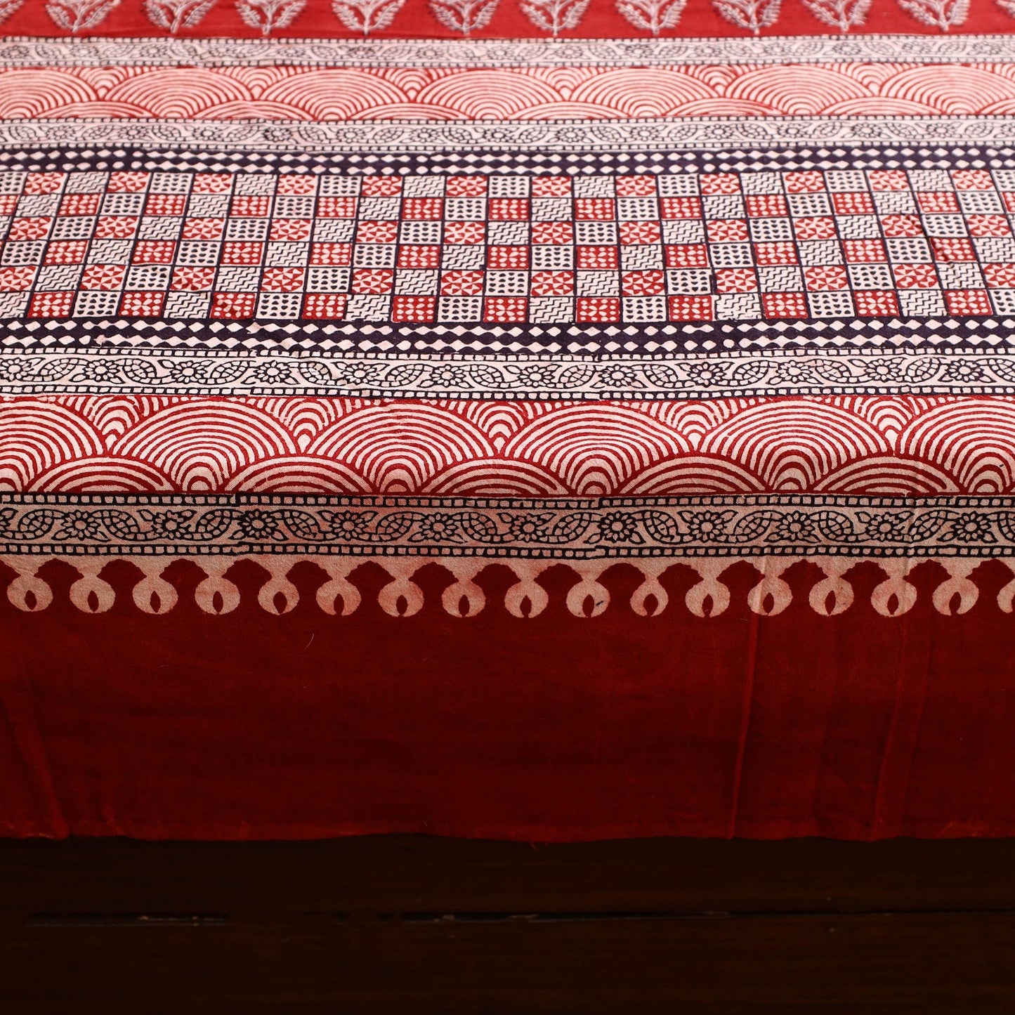 Red Block Print Cotton Bagh Double Bed Sheet Online