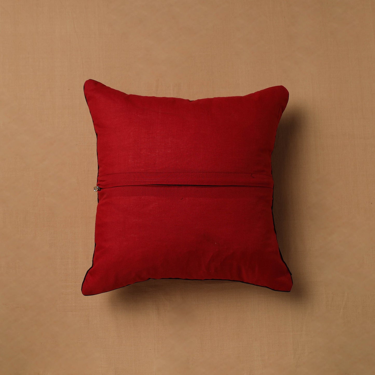 Red Block Print Cotton Sanganeri Cushion Cover