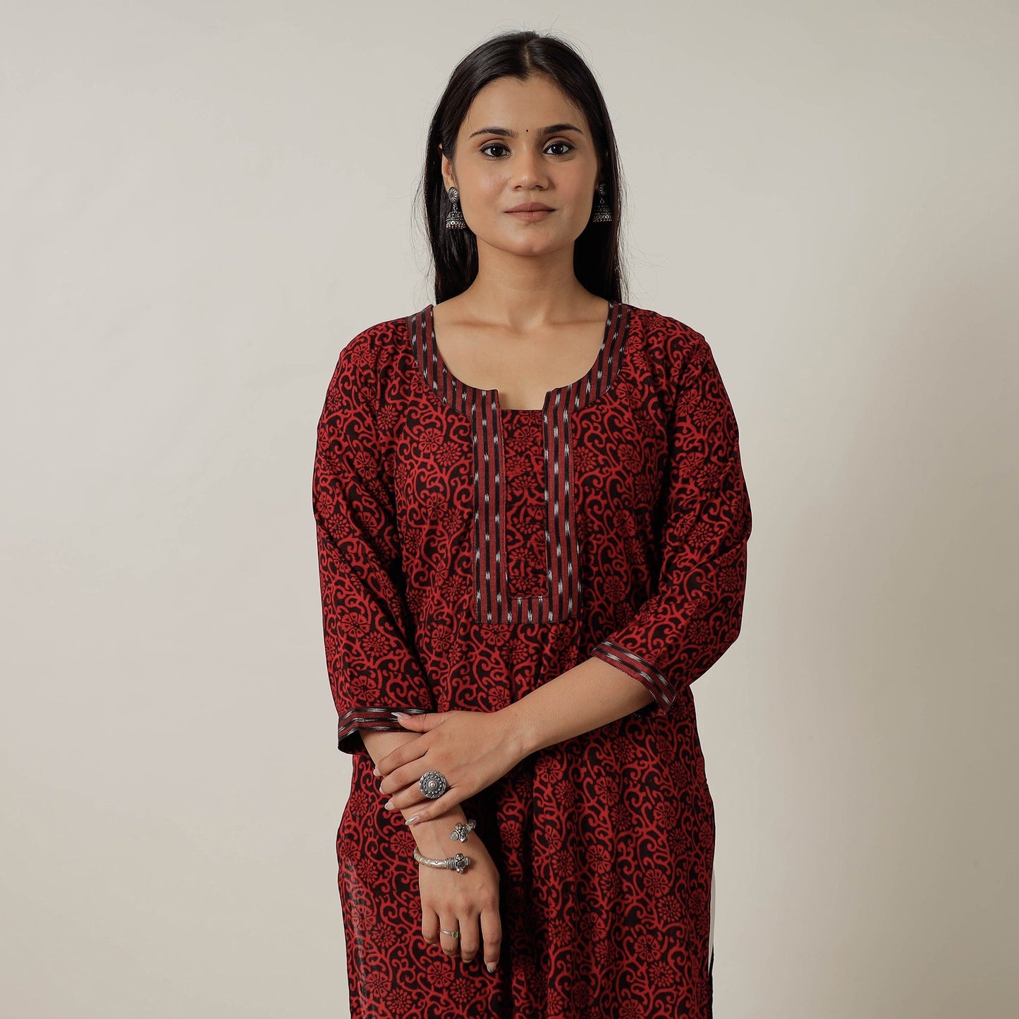 Block Print Mul Cotton Straight Bagh Kurta For Women