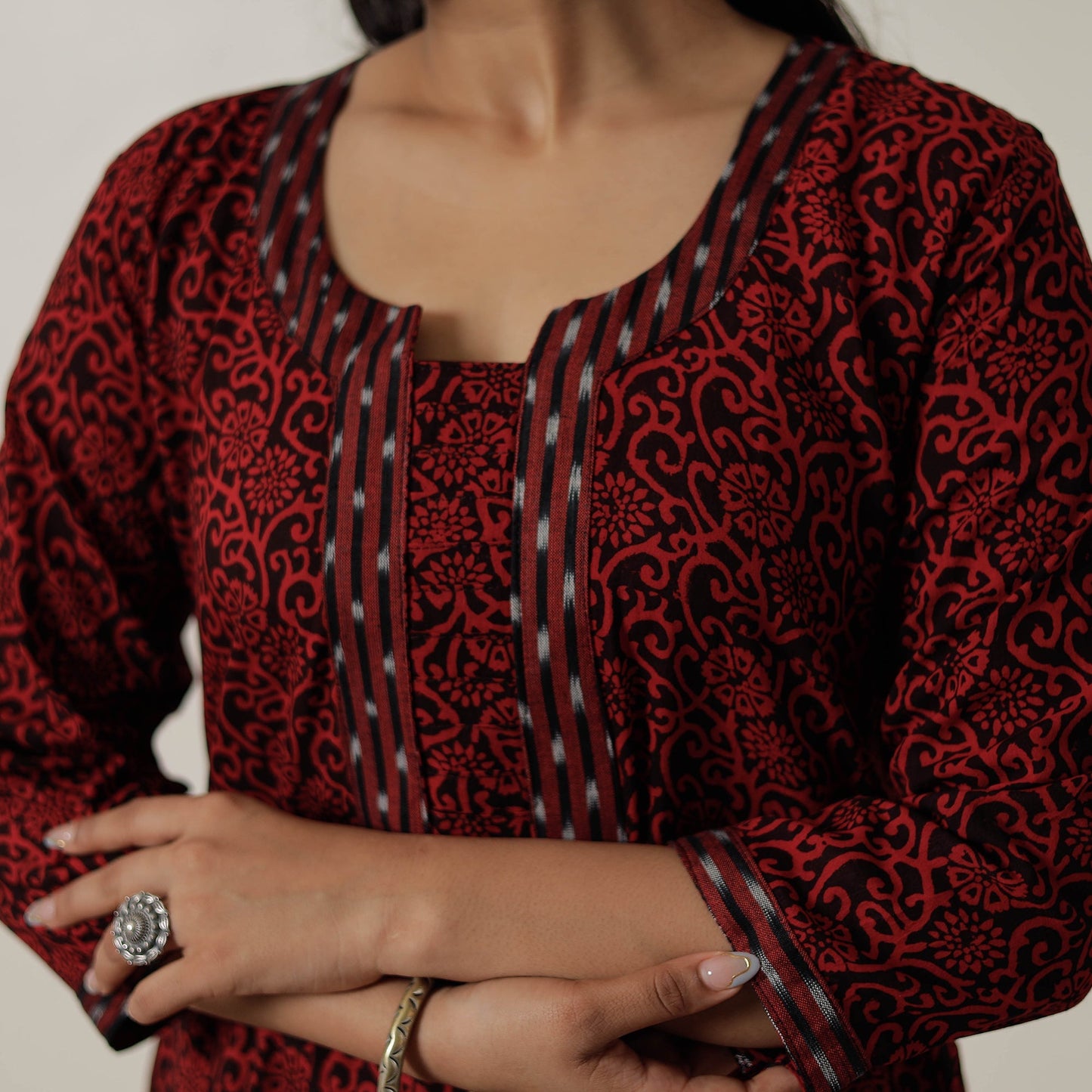 Block Print Mul Cotton Straight Bagh Kurta For Women