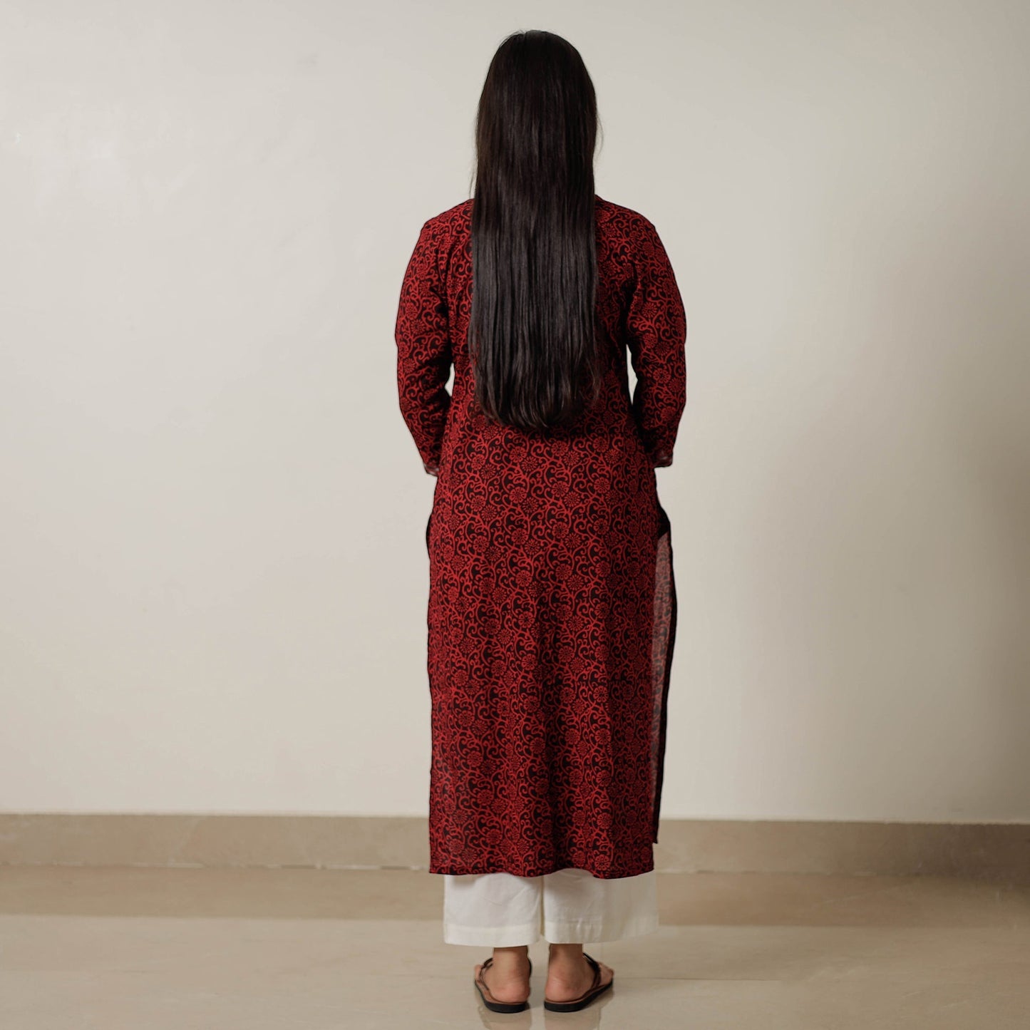 Block Print Mul Cotton Straight Bagh Kurta For Women
