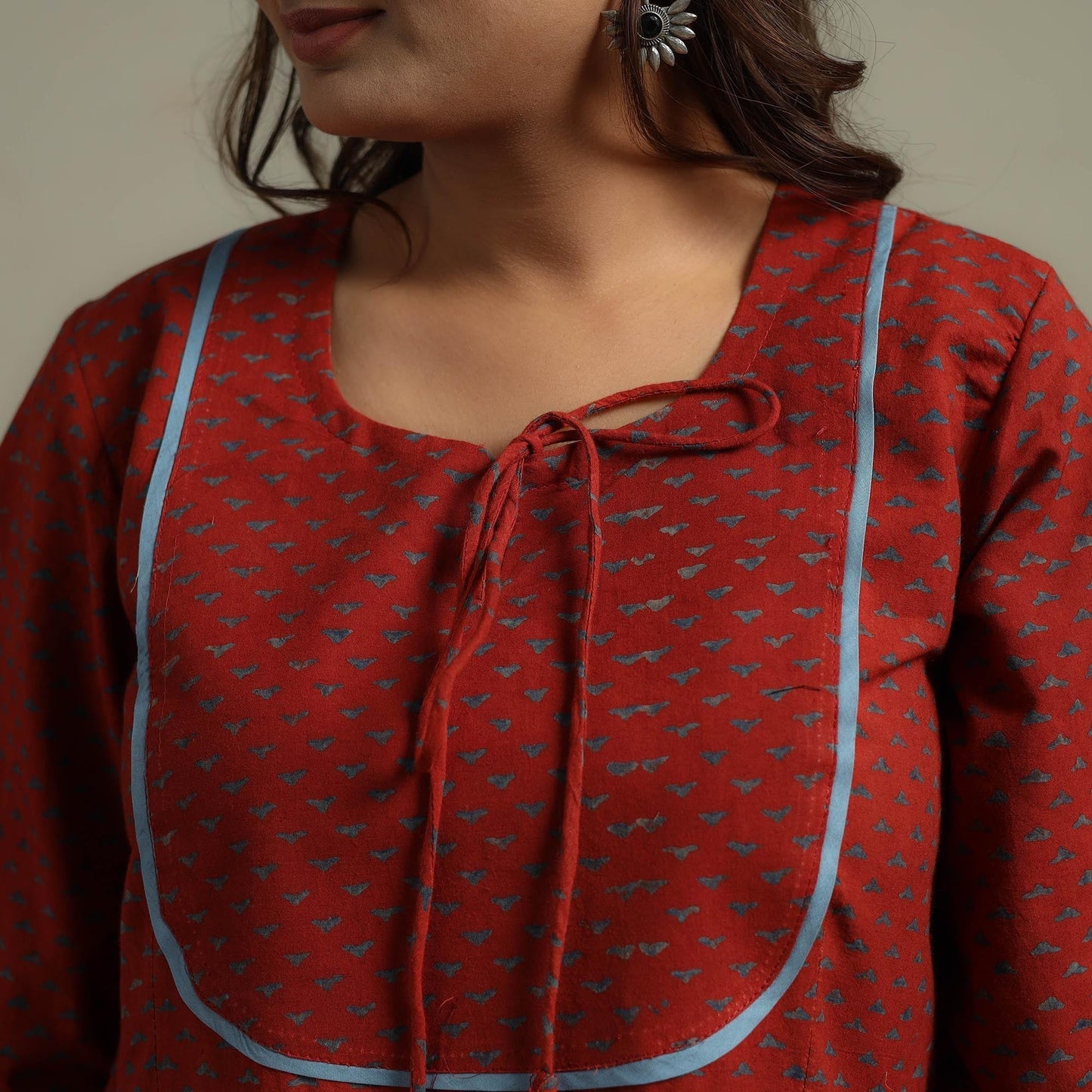 Natural dyed cotton flared dress 15 - handcrafted