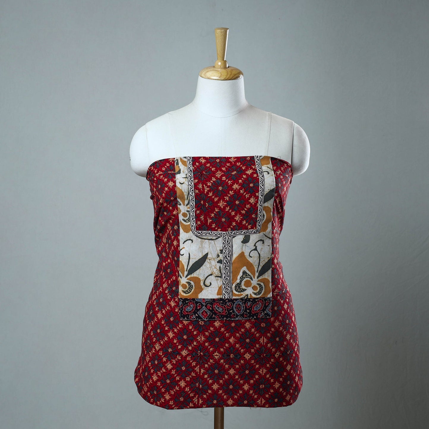 Buy Block Print Cotton Ajrakh Kurta Material Online