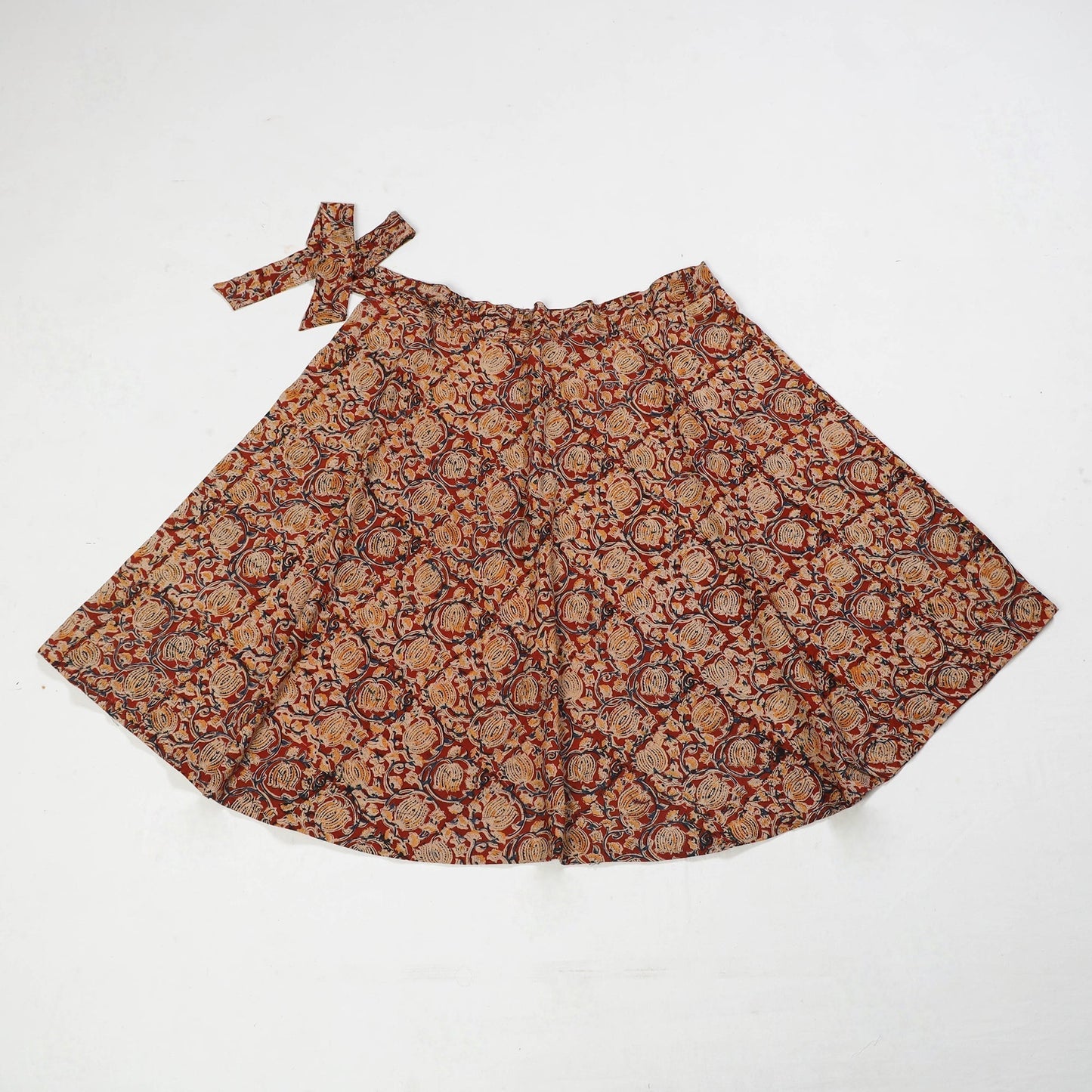 Block Printed Cotton Wrap Around kalamkari Skirt