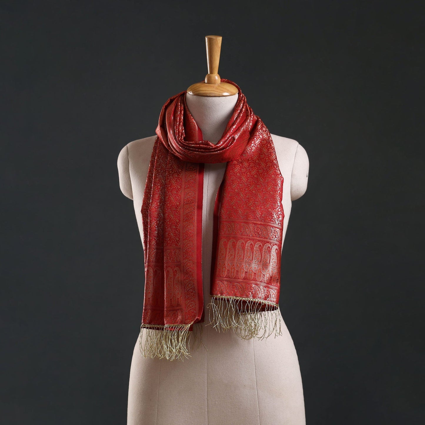 Brocade handloom semi silk banarasi stole 08 - handcrafted