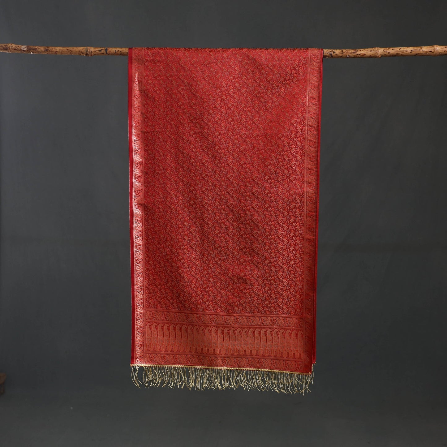 Brocade handloom semi silk banarasi stole 08 - handcrafted
