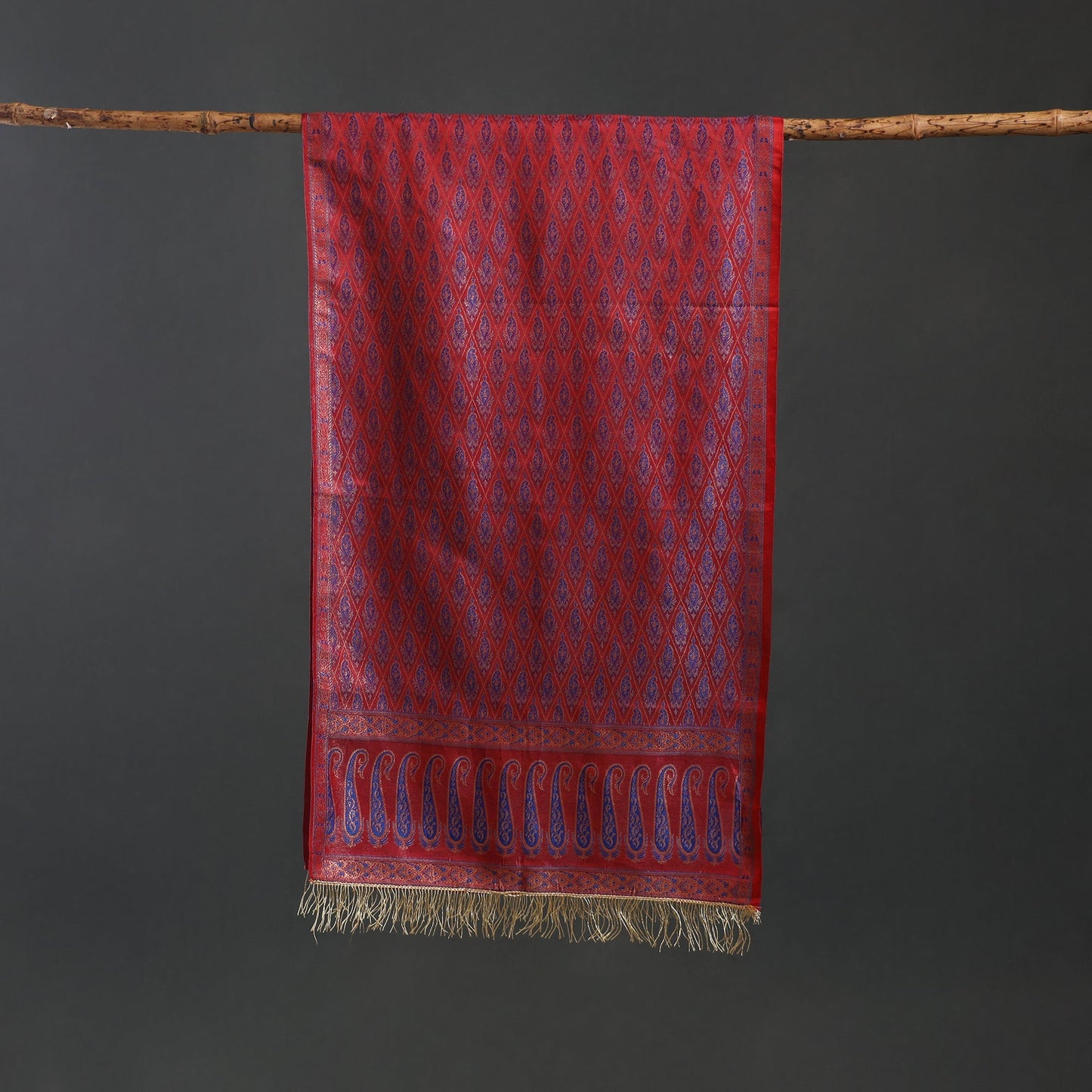 Brocade handloom semi silk banarasi stole 15 - handcrafted