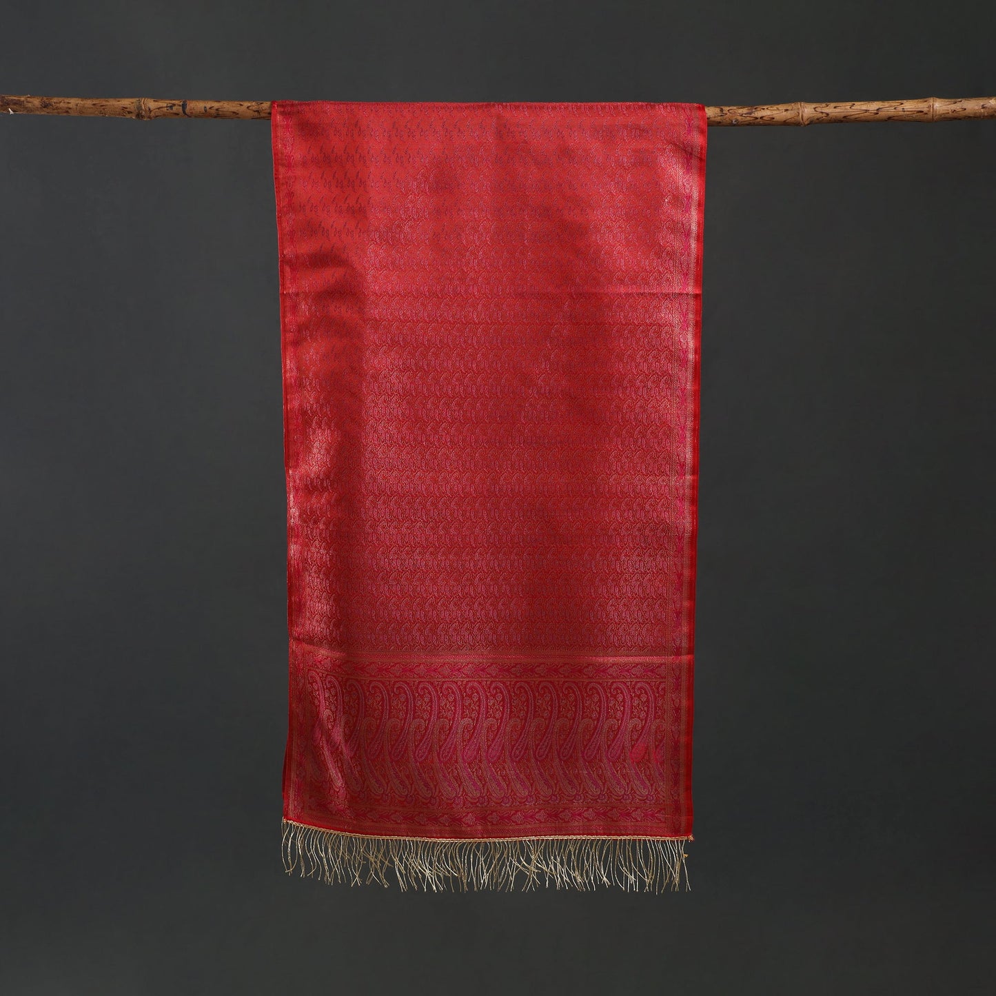 Brocade handloom semi silk banarasi stole 32 - handcrafted