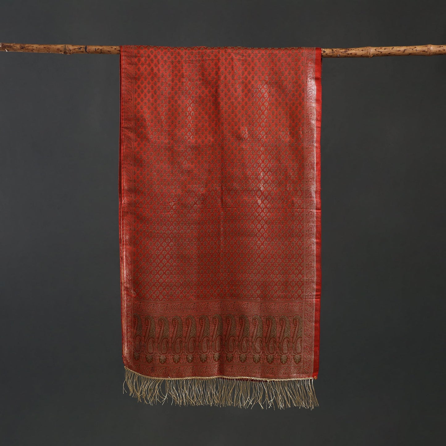 Brocade handloom semi silk banarasi stole 33 - handcrafted