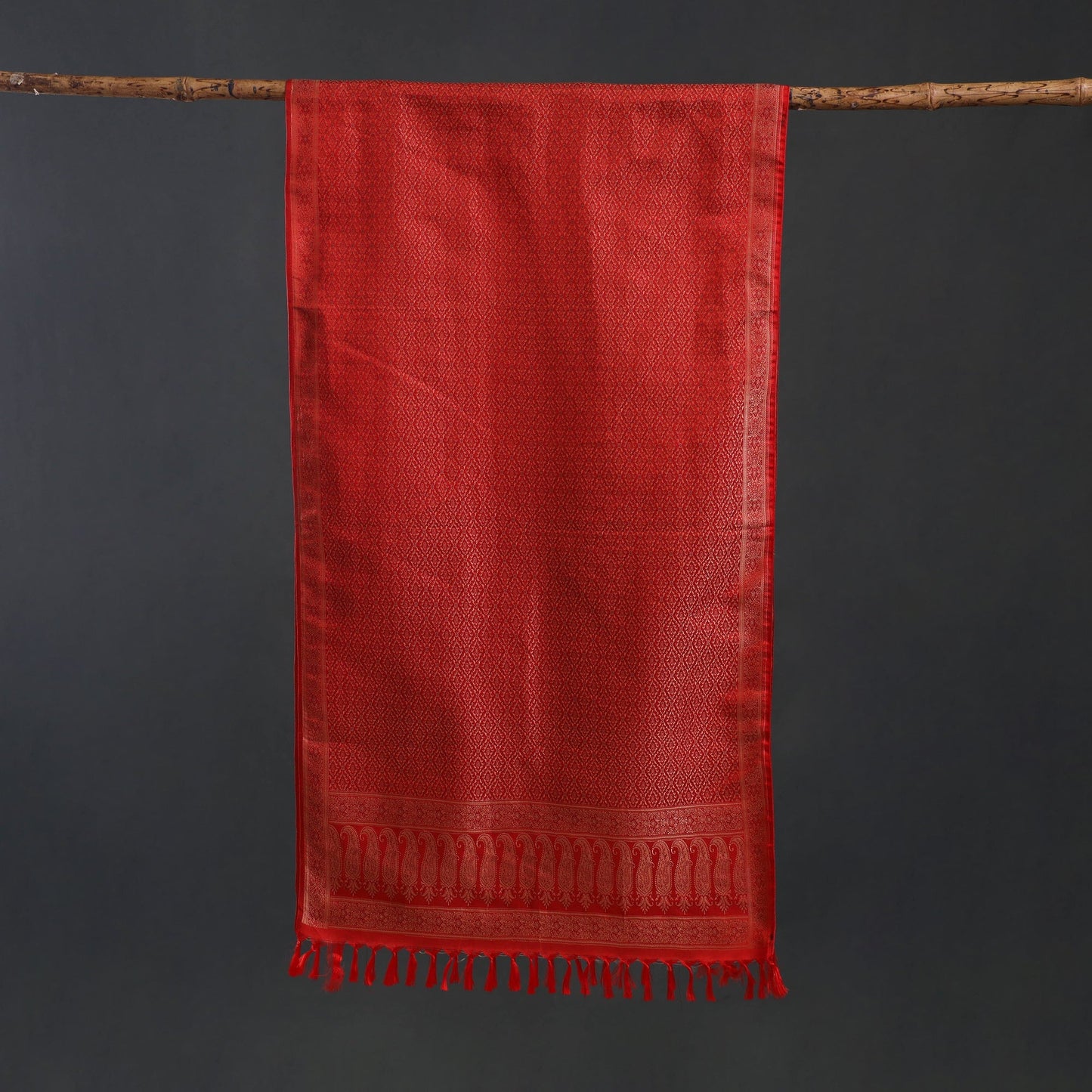 Brocade handloom semi silk banarasi stole 46 - handcrafted