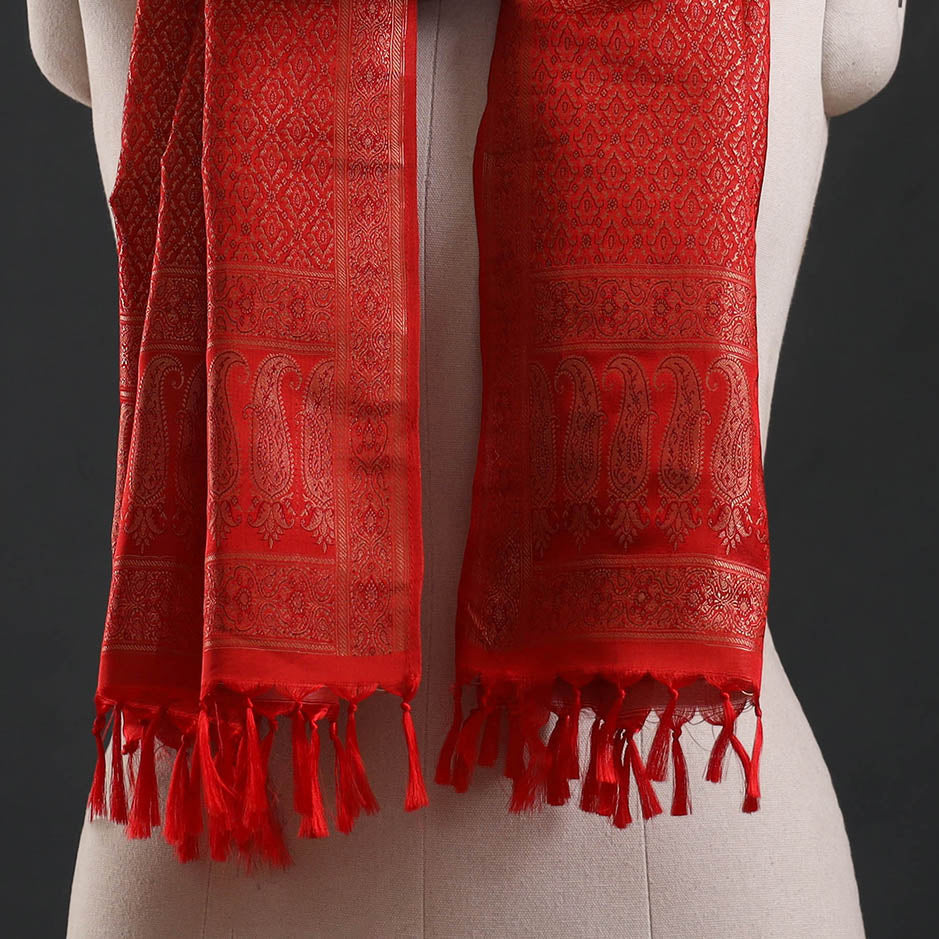 Brocade handloom semi silk banarasi stole 46 - handcrafted