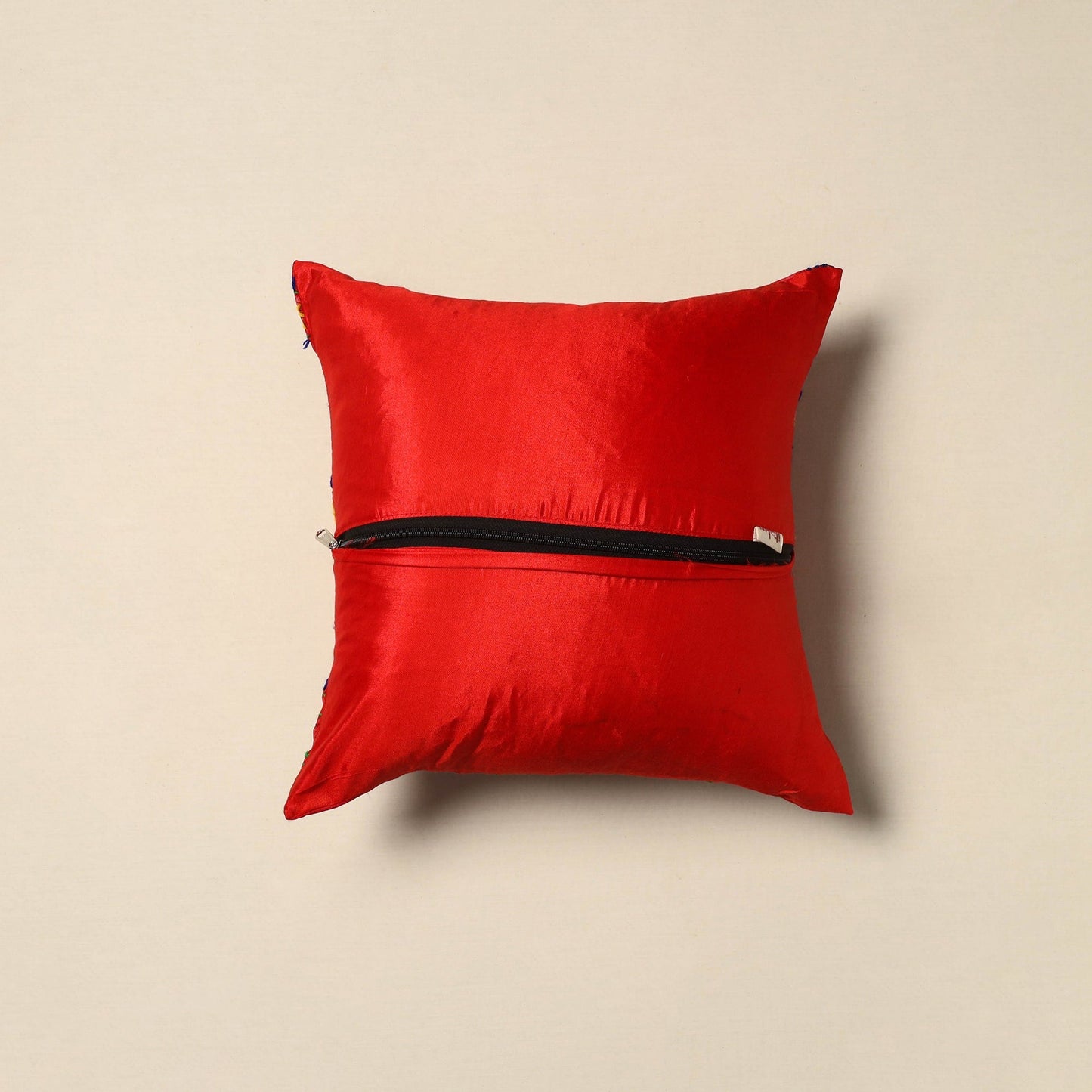 Chanderi silk hand embroidery cushion cover 03 - handcrafted