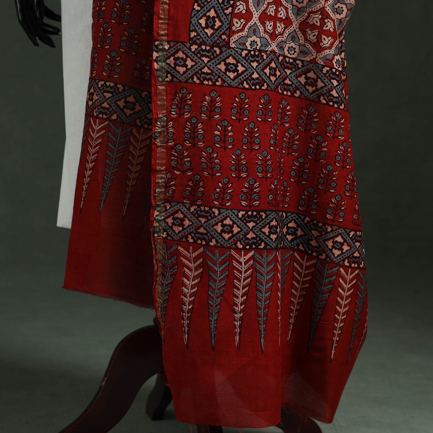 Red - chanderi silk kutch hand block print natural dyed