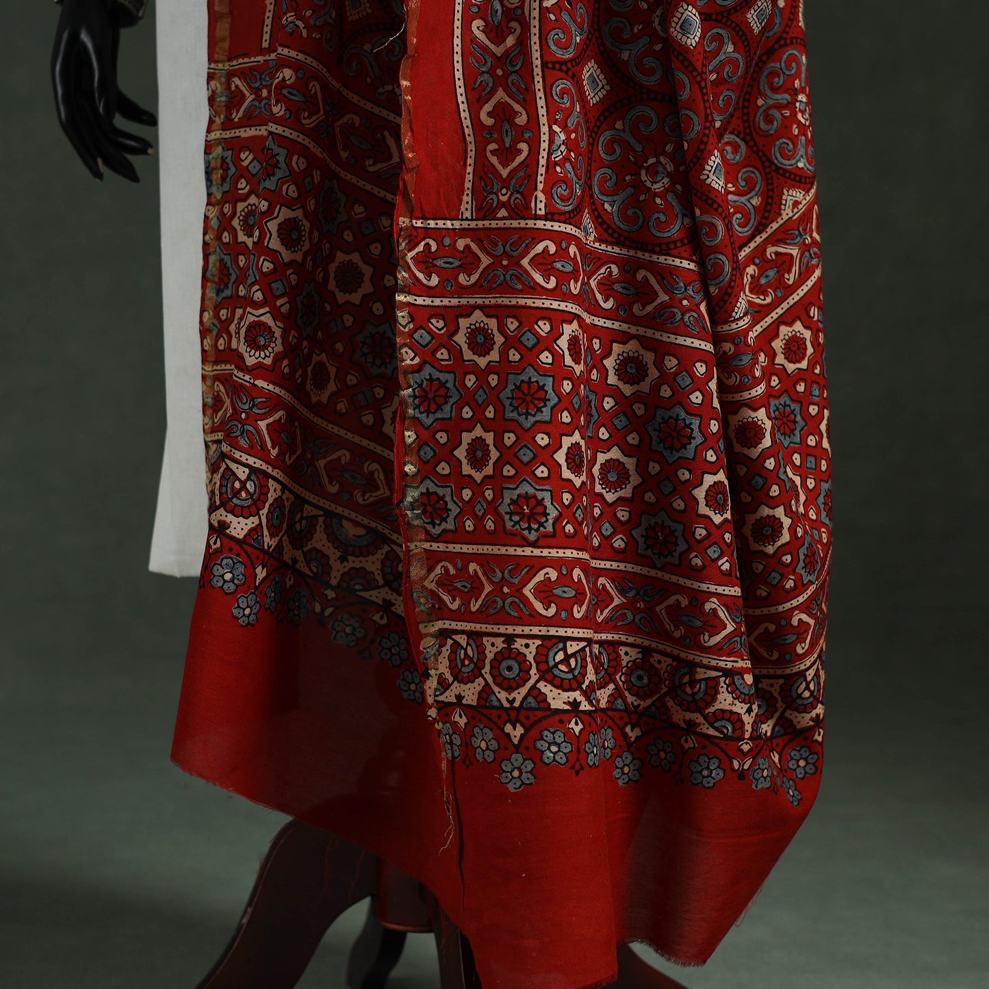 Red - chanderi silk kutch hand block print natural dyed