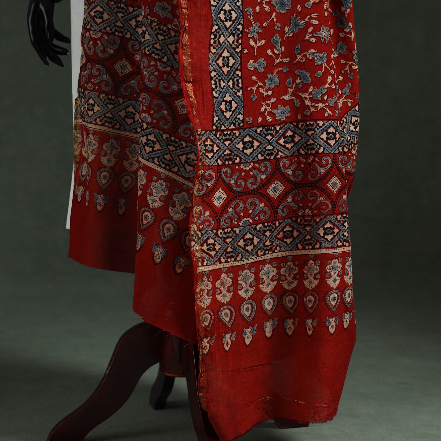 Red - chanderi silk kutch hand block print natural dyed