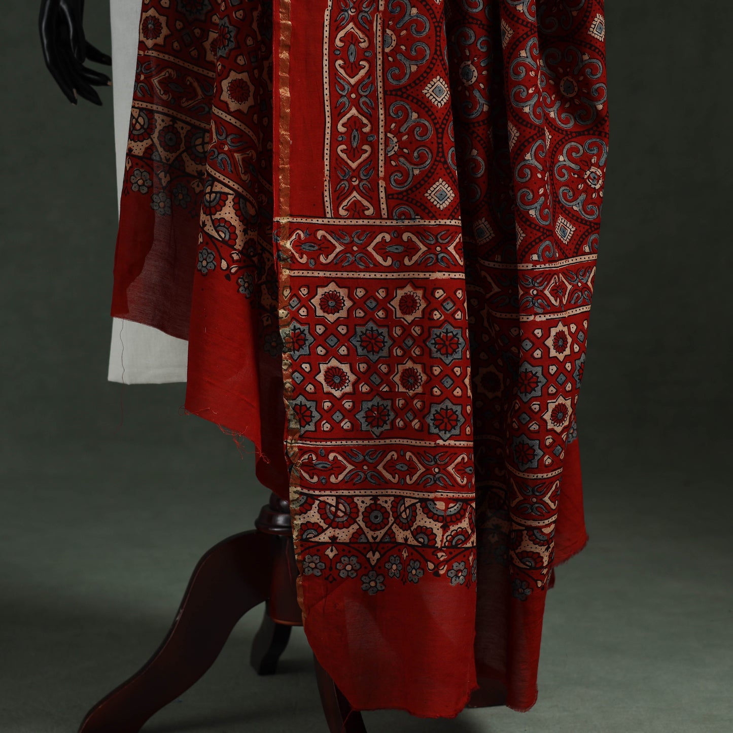 Red - chanderi silk kutch hand block print natural dyed
