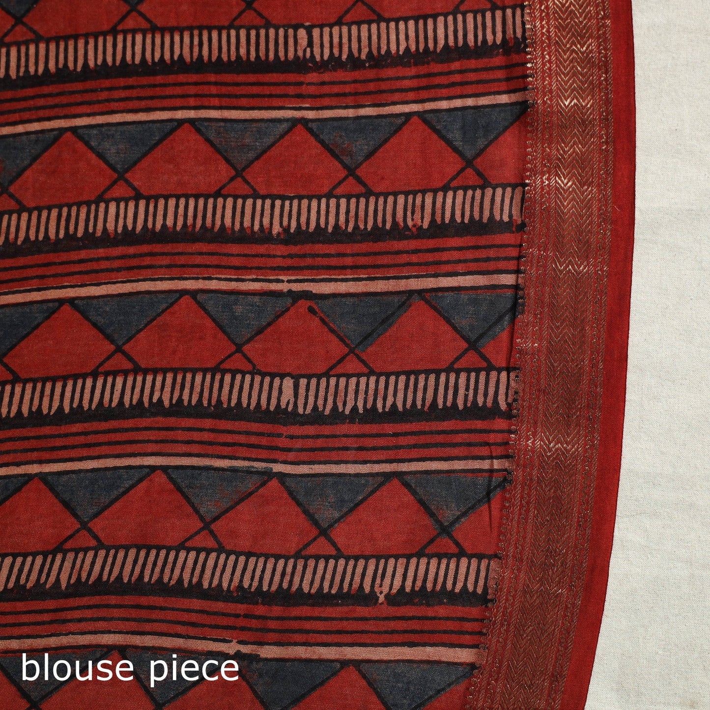 Chanderi Silk Natural Dyed Zari Border Ajrakh Print Saree