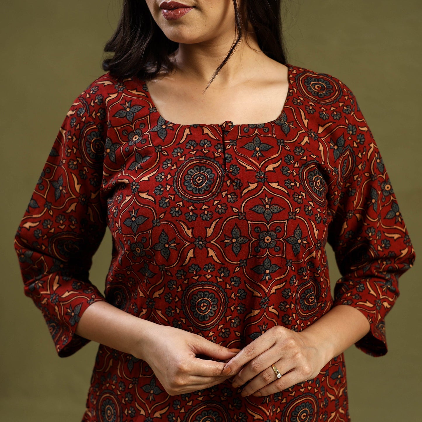 Cotton Ajrakh Block Print Night Suit Set