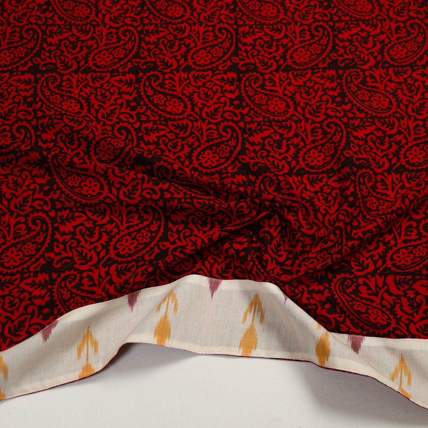 Red - cotton bagh blouse piece 53 - handcrafted