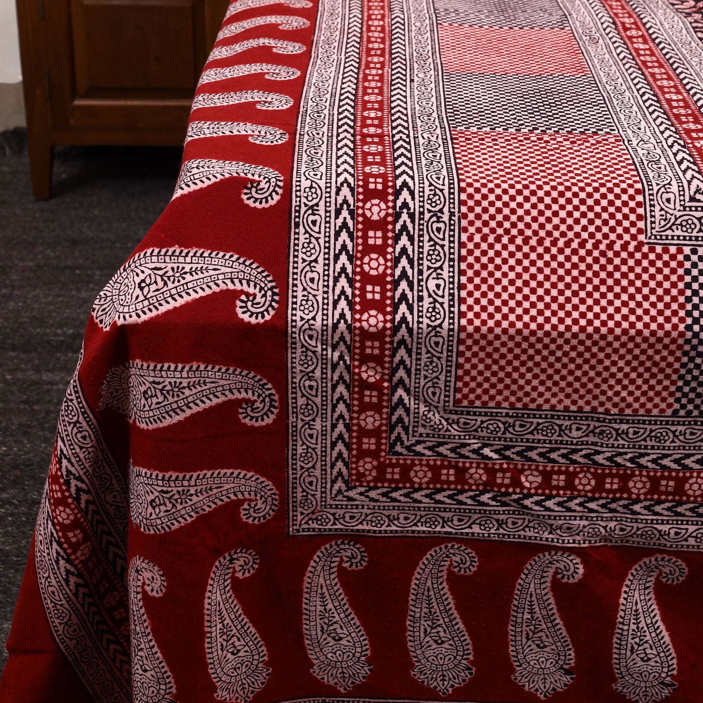 Red - cotton bagh double bedsheet with pillow covers 15